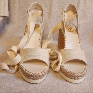 NWOT Vince Camuto Bensen Ankle Strap Wedge Sandals, Size 9